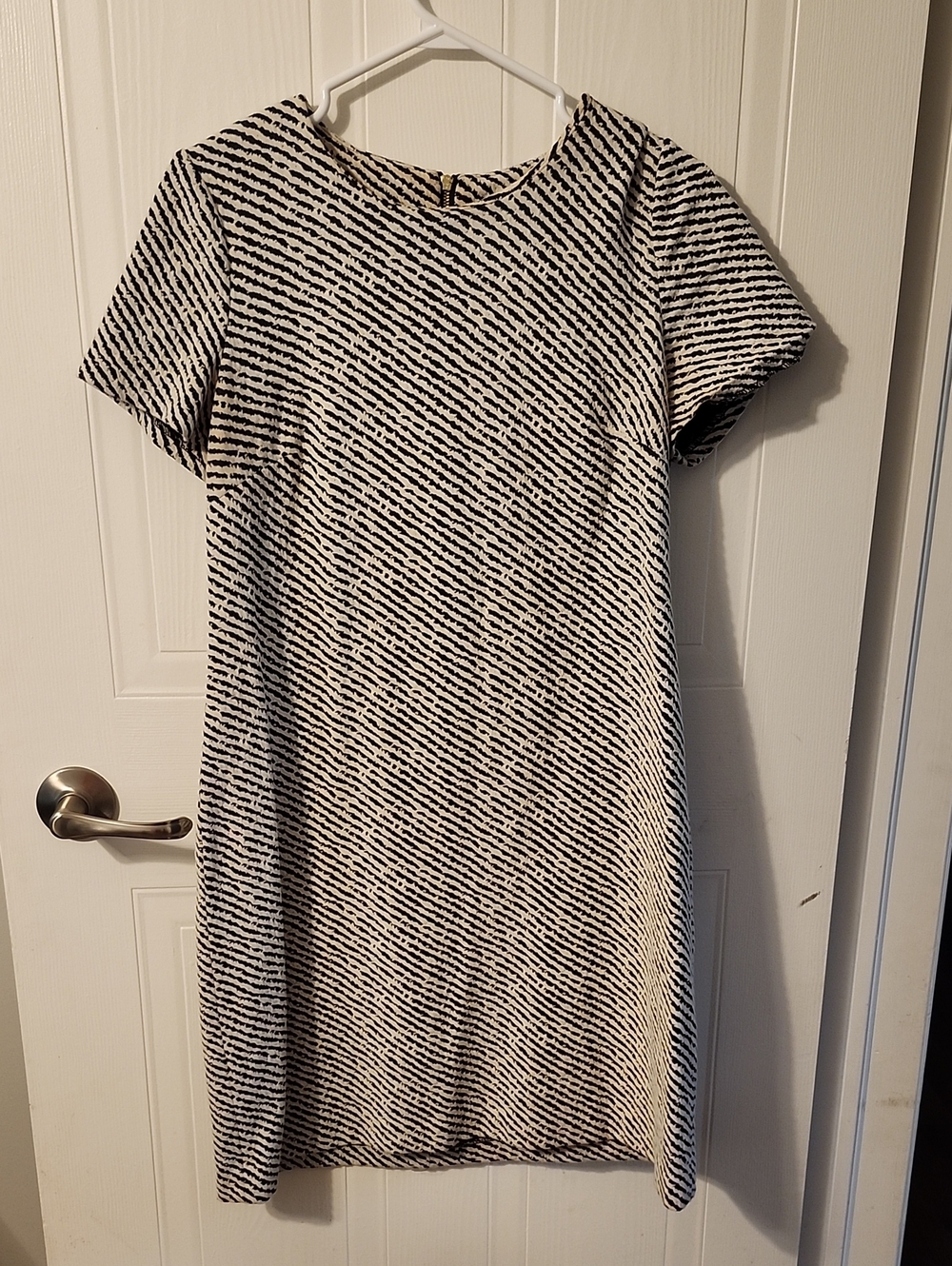 Calvin Klein Black & White Diagonal Stripe Shift Dress